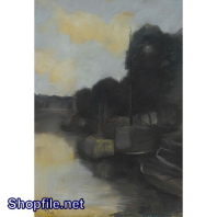 Tranh sơn dầu ngôi làng và biển